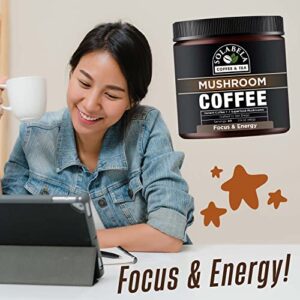 Solabela Coffee Organic Mushroom Coffee (38 Servings) with 7 Superfood Mushrooms, Great Tasting Arabica Instant Coffee, Includes Lion's Mane, Reishi, Chaga, Cordyceps, Shiitake, Mitake, and Turkey Tail