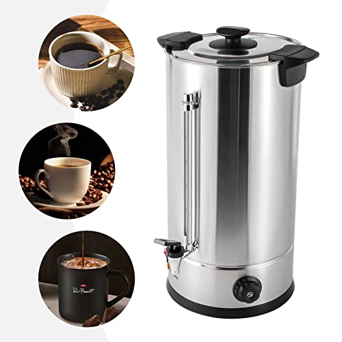 20L/5.28gal Commercial Coffee Urn Stainless Steel Hot Beverage Dispenser Hot Water Boiler Container Tea Urn for Cafes, Buffets, Offices Commercial