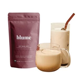 blume oat milk chai latte – organic chai source from india – decaf chai tea powder super latte with milk thistle, fennel and ginger root – sugar-free, gluten-free and vegan – blend with coffee, tea or smoothies – 30 servings