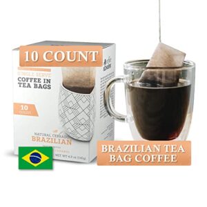 coffee blenders tea bag coffee – brazilian flavor 10 count single serve instant coffee, portable drip t-bag packets, convenient fast fresh simple