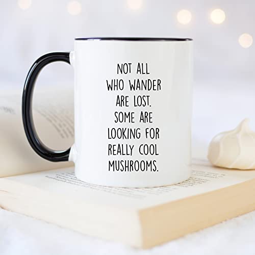 YouNique Designs Mushroom Mug, 11 Ounces, Mushroom Cup, Mushroom Tea Cup, Mushroom Coffee Cup, Mushroom Cups, Mushroom Coffee Mug, Mushroom Tea Mug (Black Handle)