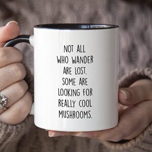 YouNique Designs Mushroom Mug, 11 Ounces, Mushroom Cup, Mushroom Tea Cup, Mushroom Coffee Cup, Mushroom Cups, Mushroom Coffee Mug, Mushroom Tea Mug (Black Handle)