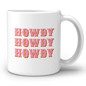 OGILRE Hot Pink Preppy Howdy Ceramic Double Side Printed Mug Cup,Trendy Preppy Cow Girl Cowgirl Hot Pink Coffee Milk Tea Mug Cup,Gifts For Teen Girls Teenage Girls - 11 oz