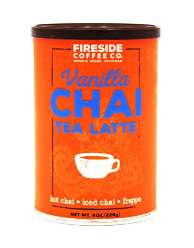 Fireside Coffee Company - Vanilla Chai Tea Latte - 2 Pack of 8 oz Canisters - Easy Instant Flavored Chai Tea Served as Hot Chai, Iced Chai, or Frappe - Vanilla Chai Tea Latte