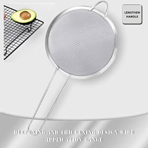 BLMHTWO 2 Pack Fine Mesh Strainer Stainless Steel Small Sieve (3.15inch) with Handle Widened Edge Kitchen Colander Infuser for Loose Tea Coffee Juice Flour Spices Baking Tea Strainer