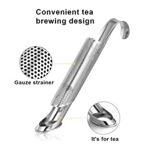 4 Pack Tea Infusers Tea Filter and 2 Brush, Stainless Steel Tea Infuser Stick Pipe Tfor Loose Tea Leaf Coffee, Seasonings and Spices，Fine Mesh Ball for Loose Tea Leaf Pincer Tea Ball Tea Filter