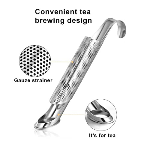 4 Pack Tea Infusers Tea Filter and 2 Brush, Stainless Steel Tea Infuser Stick Pipe Tfor Loose Tea Leaf Coffee, Seasonings and Spices，Fine Mesh Ball for Loose Tea Leaf Pincer Tea Ball Tea Filter