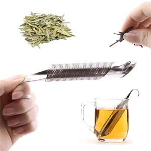 4 Pack Tea Infusers Tea Filter and 2 Brush, Stainless Steel Tea Infuser Stick Pipe Tfor Loose Tea Leaf Coffee, Seasonings and Spices，Fine Mesh Ball for Loose Tea Leaf Pincer Tea Ball Tea Filter