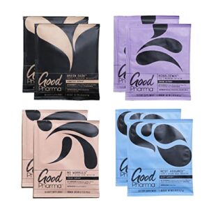 Good Pharma Variety Pack, 2 Infusers of Each Tea - Brain Grain, No Worries, Rest Assured, Immunity, Organic, Pour-Over Brew (8 Count)