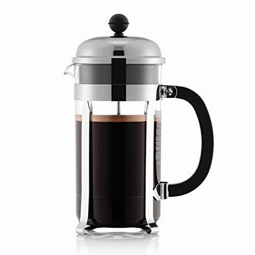 Bodum Chambord French Press Coffee and Tea Maker, 12 Ounce, Chrome & 1928-16US4 Chambord French Press Coffee Maker, 1 Liter, 34 Ounce, Chrome