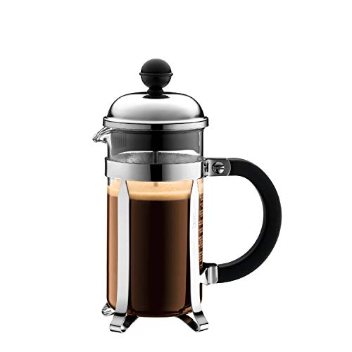 Bodum Chambord French Press Coffee and Tea Maker, 12 Ounce, Chrome & 1928-16US4 Chambord French Press Coffee Maker, 1 Liter, 34 Ounce, Chrome