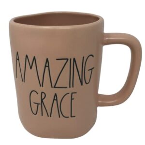 rae dunn by magenta ceramic religious inspirational coffee/tea mugs (amazing grace/blush pink)