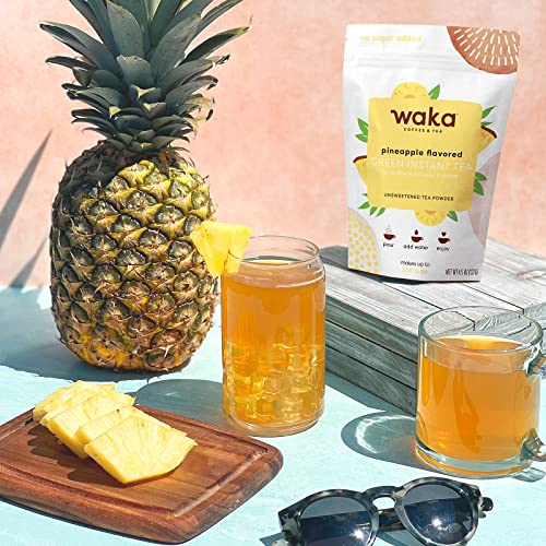 Waka — Unsweetened Instant Tea Powder 2-Bag Combo — 100% Tea Leaves — Watermelon Flavored & Pineapple Flavored, 4.5 oz Per Bag