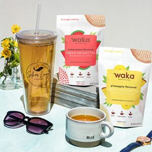 Waka — Unsweetened Instant Tea Powder 2-Bag Combo — 100% Tea Leaves — Watermelon Flavored & Pineapple Flavored, 4.5 oz Per Bag