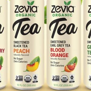 Zevia Organic Sugar Free Iced Tea, Tea Time 8 Flavor Variety Pack Variety Pack, 12 Ounce Cans (Pack of 8)