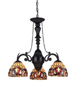 chloe lighting ch33353vr21-dc3 serenity tiffany-style victorian 3-light mini chandelier, 25.8 x 20.5 x 20.5″, bronze