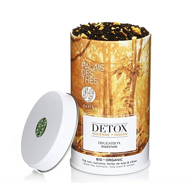 Palais des Thés - Organic Indian Detox Black Tea for Digestion with Turmeric, Holy Basil, and Lemon - 3.5oz Loose Leaf Metal Gift Tin