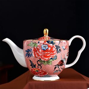 SDGH 15pcs European Style Bone China Coffee Set Golden Porcelain Tea Set Afternoon Teapot Sugar Bowl Milk Jug Coffeeware (Color : D)