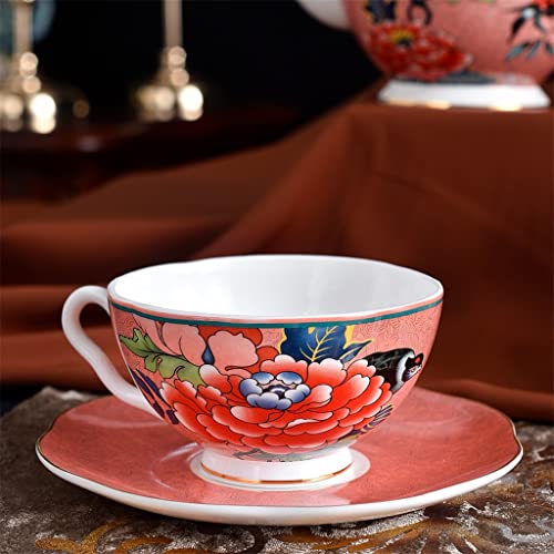 SDGH 15pcs European Style Bone China Coffee Set Golden Porcelain Tea Set Afternoon Teapot Sugar Bowl Milk Jug Coffeeware (Color : D)