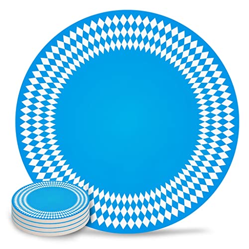 QUANJJ Blue Texture Rhombus Coasters Ceramic Set Round Absorbent Drink Coaster Coffee Tea Cup Placemats Table Mat (Color : D, Size : 8pcs)