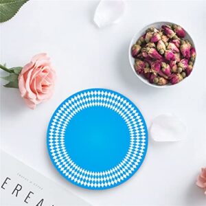 QUANJJ Blue Texture Rhombus Coasters Ceramic Set Round Absorbent Drink Coaster Coffee Tea Cup Placemats Table Mat (Color : D, Size : 8pcs)