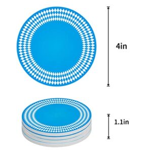 QUANJJ Blue Texture Rhombus Coasters Ceramic Set Round Absorbent Drink Coaster Coffee Tea Cup Placemats Table Mat (Color : D, Size : 8pcs)