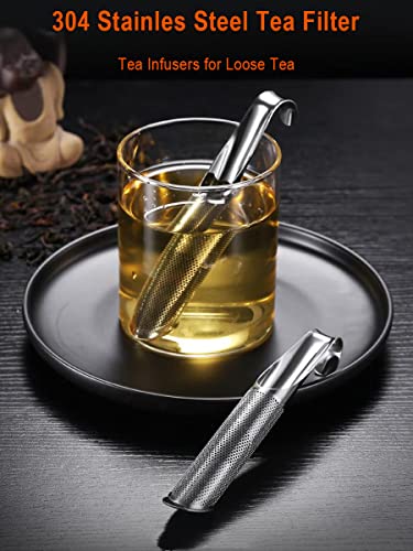 2PCS Tea Infuser for Loose Tea, 304 Stainless Steel Tea Strainer, Loose Leaf Tea Filter, Tea Diffuser, Long-handle Tea Steeper for Steep Tea, Loose Tea, Coffee, Rose, Spices