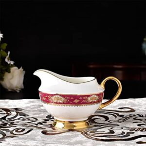 TREXD 15 Pcs Good Quality Bone China Red Stickers Coffee Set Relief Porcelain Tea Set