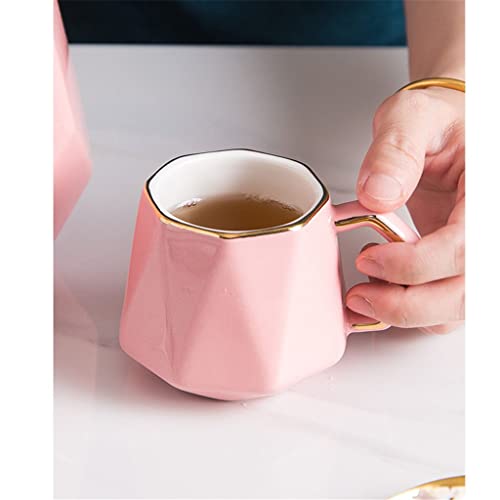 LDCHNH Ceramic Coffee Tea Set Nordic Pink Gold Rim Teapot Cup Tray Set Home Kitchen Decoration Ornaments (Color : E, Size