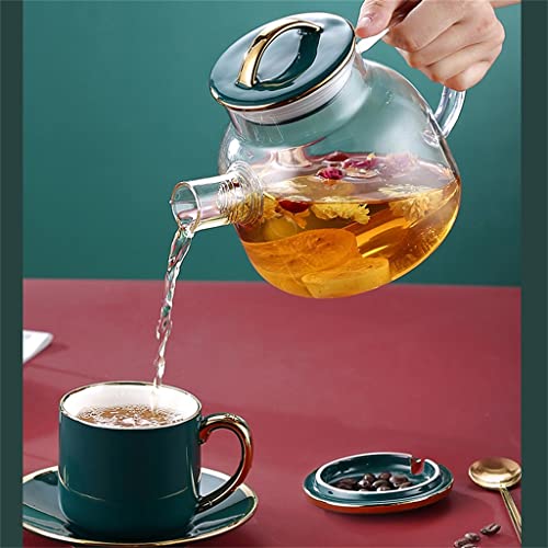 CXDTBH Tea Cup Glass Kettle European Household Ceramic Nordic Coffee Cup And Saucer Utensils Afternoon Tea Set (Color : D, Size : As the picture shows)