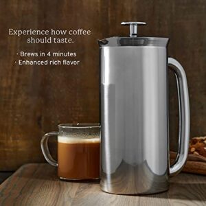 ESPRO P7 French Press - Double Walled Stainless Steel Insulated Coffee and Tea Maker (Polished Stainless Steel, 18 Ounce) Set of 4 Coffee Tasting Cups (White, 10 Ounce)
