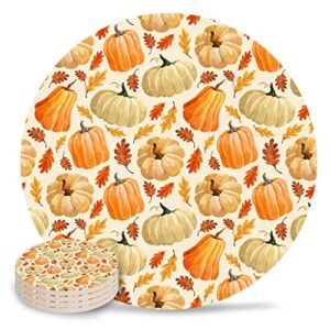 quanjj autumn maple leaf coasters ceramic set round absorbent drink coaster coffee tea cup placemats table mat (color : d, size : 8pcs)