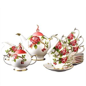 dnats 15pc set, flower embossed porcelain coffee pot cup set, dish crown design dish, palace cup set, vintage tea party