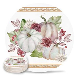 quanjj autumn flower leaves farmhouse coasters ceramic set round absorbent drink coaster coffee tea cup placemats table mat (color : d, size : 4pcs)