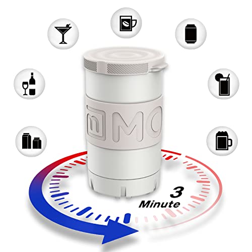 Mollbok Patented Iced Coffee Maker, Anti-Crack Instant Beverage Chiller with Lid, Cools Drinks in Minutes without Dilution, Reuses Conveniently for Wine, Juice, Tea, Cocktail, 14 oz, Starlight White