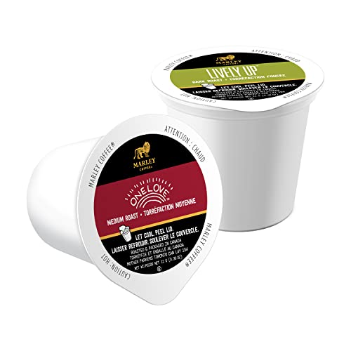 Marley Coffee One Love & Lively Up Variety Pack, Fairtrade Certified, Keurig K-Cup Brewer Compatible Pods, 80 Count