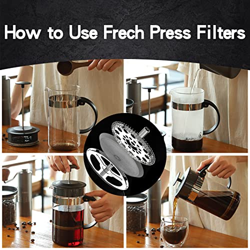 French Press Filter 6 Pieces Stainless Steel Replacement Filters Mesh French Press Screen Filter Replacement for Coffee Tea Makers and Coffee Grounds Filters