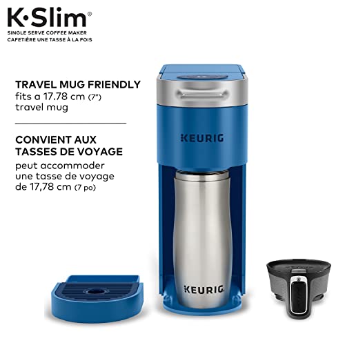 Keurig K-Slim Single Serve K-Cup Pod Coffee Maker, Featuring Simple Push Button Controls And MultiStream Technology, Twilight Blue