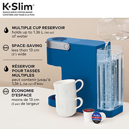 Keurig K-Slim Single Serve K-Cup Pod Coffee Maker, Featuring Simple Push Button Controls And MultiStream Technology, Twilight Blue