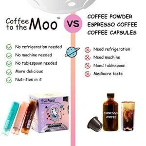 Coffee to the Moo, Nitro Cold Brew Coffee Concentrate Liquid, Gluten Free Medium Dark Roast Arabica Coffee, Instant Coffee Packets Single Serve, 12 Ct, Mix Pack (Keto, Collagen, Brain Support)