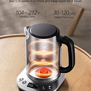 Govee Life Smart Electric Kettle Temperature Control, WiFi Electric Tea Kettle with Alexa Control, 1500W Rapid Boil, 2H Keep Warm, 1.7L BPA Free Stainless Steel Water Boiler for Tea, Coffee, Oatmeal