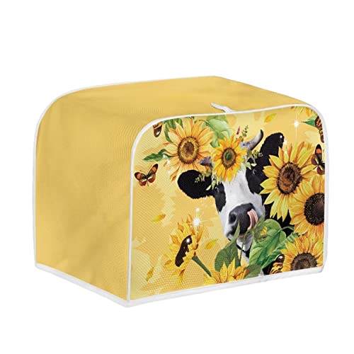 doginthehole Sunflower Cow Four Slice Bread Toaster Cover Bakeware Protector Kitchen Accessories Appliance Dust Cover, Butterfly Sunflower Toaster Oven Covers 4 Slice