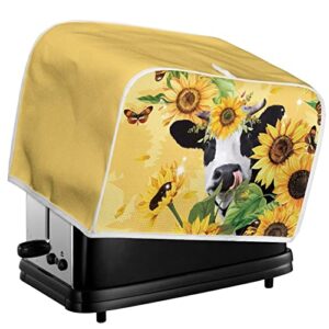 doginthehole Sunflower Cow Four Slice Bread Toaster Cover Bakeware Protector Kitchen Accessories Appliance Dust Cover, Butterfly Sunflower Toaster Oven Covers 4 Slice