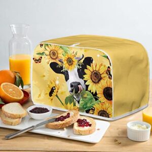 doginthehole Sunflower Cow Four Slice Bread Toaster Cover Bakeware Protector Kitchen Accessories Appliance Dust Cover, Butterfly Sunflower Toaster Oven Covers 4 Slice