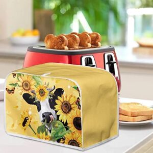 doginthehole Sunflower Cow Four Slice Bread Toaster Cover Bakeware Protector Kitchen Accessories Appliance Dust Cover, Butterfly Sunflower Toaster Oven Covers 4 Slice