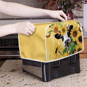 doginthehole Sunflower Cow Four Slice Bread Toaster Cover Bakeware Protector Kitchen Accessories Appliance Dust Cover, Butterfly Sunflower Toaster Oven Covers 4 Slice