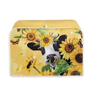 doginthehole Sunflower Cow Four Slice Bread Toaster Cover Bakeware Protector Kitchen Accessories Appliance Dust Cover, Butterfly Sunflower Toaster Oven Covers 4 Slice