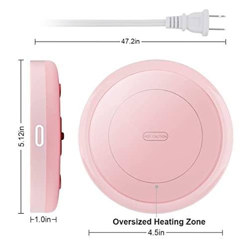 Smart Coffee Warmer, BESTINNKITS Auto On/Off Gravity-Induction Mug Warmer for Office Desk Use, Candle Wax Cup Warmer Heating Plate (Up to 131F/55C) (Pink)