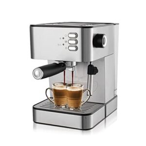 QYTECkfj Coffee Machines Coffee Machine Espresso Machine Household Semi-Automatic Pump Milk Frother Portable Espresso (Color : Silver, Size : EU)