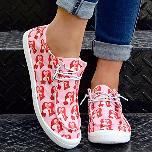 Women Shoes Casual Valentine Day Love Printing Sports Shoes Canvas Fashion Casual Shoes Comfort Shoes for Women Casual Hot Pink